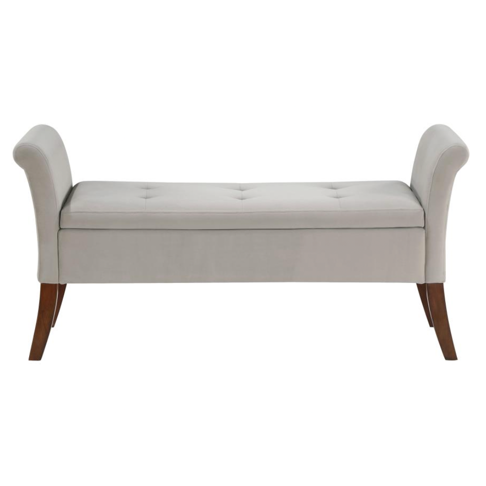 FARRAH Velvet Rolled Arm Storage Bench Beige