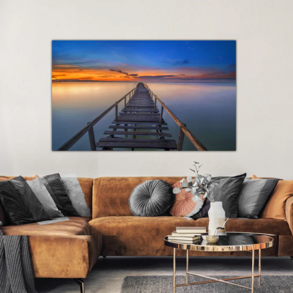 JOLIE Sunset Bridge Glass Wall Art