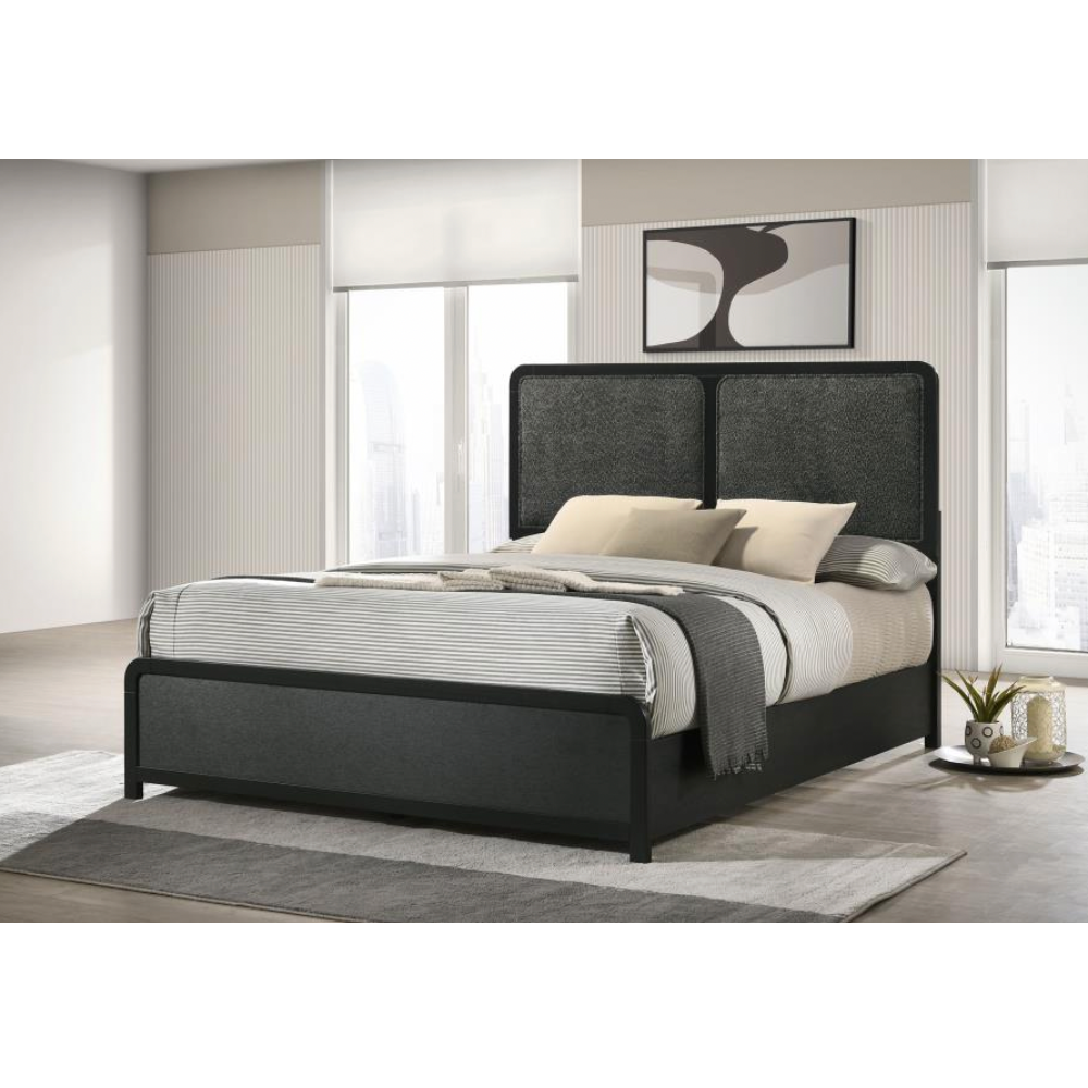 CAVELLE 51-inch Upholstered Eastern King Bed Black