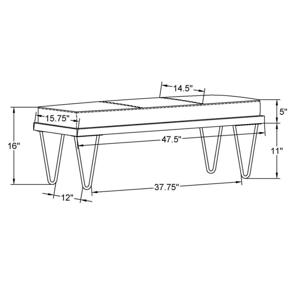 CHAD Denim Upholstered Accent Bench