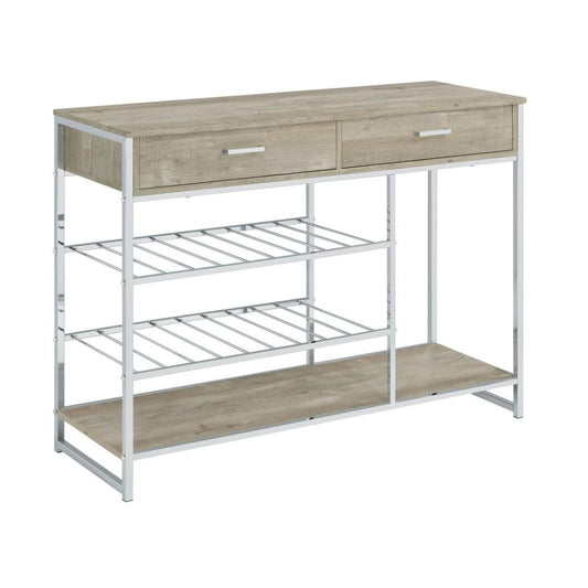 MELROSE 2-drawer Home Bar Storage with Wine Rack Grey