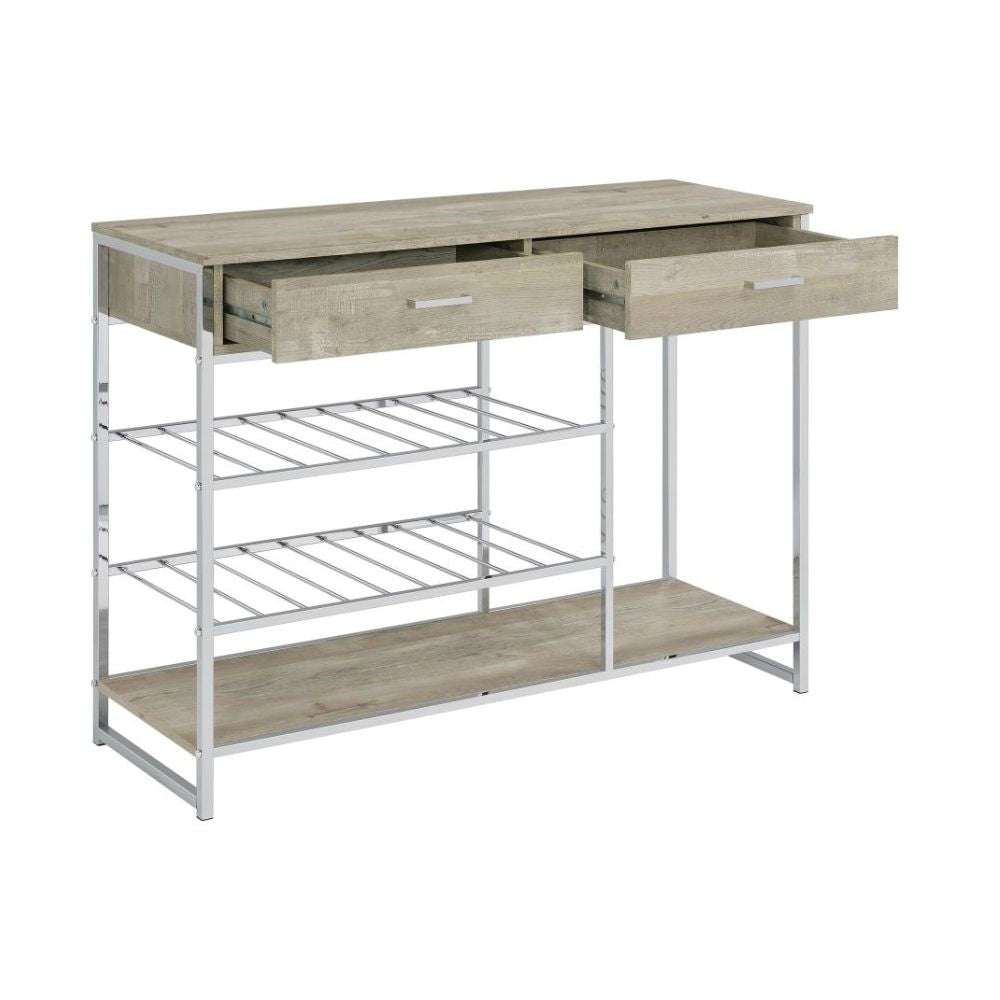 MELROSE 2-drawer Home Bar Storage with Wine Rack Grey