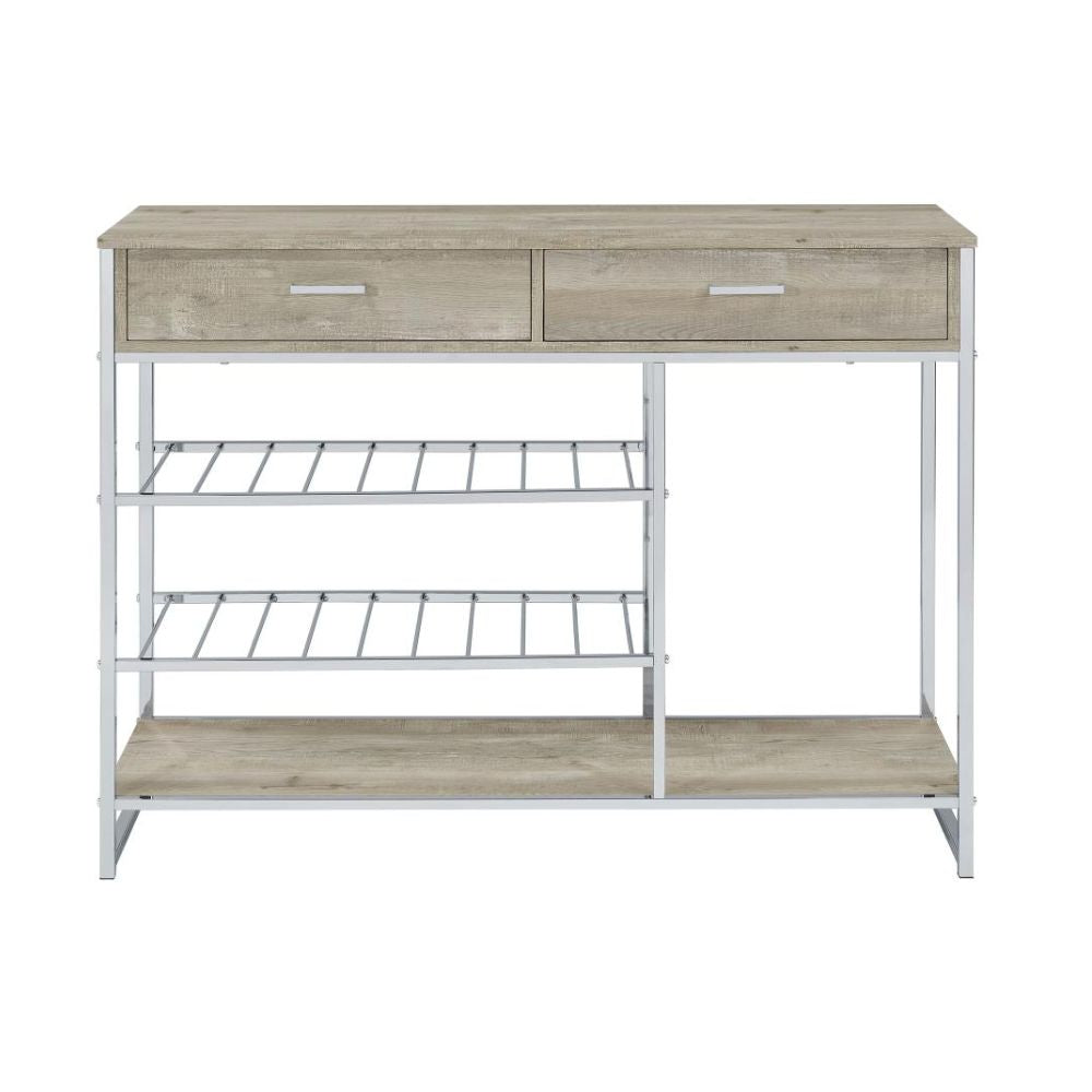 MELROSE 2-drawer Home Bar Storage with Wine Rack Grey