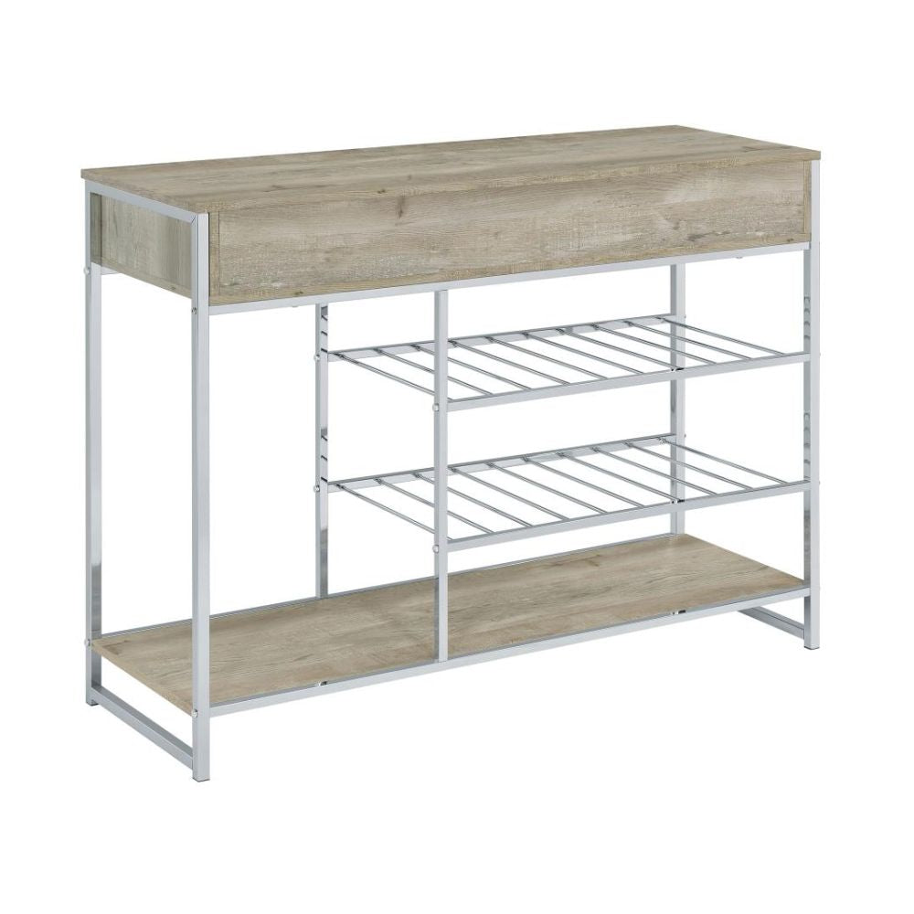 MELROSE 2-drawer Home Bar Storage with Wine Rack Grey