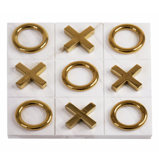 AIDEN Marble Tic Tac Toe Tabletop Decorative Game Set White