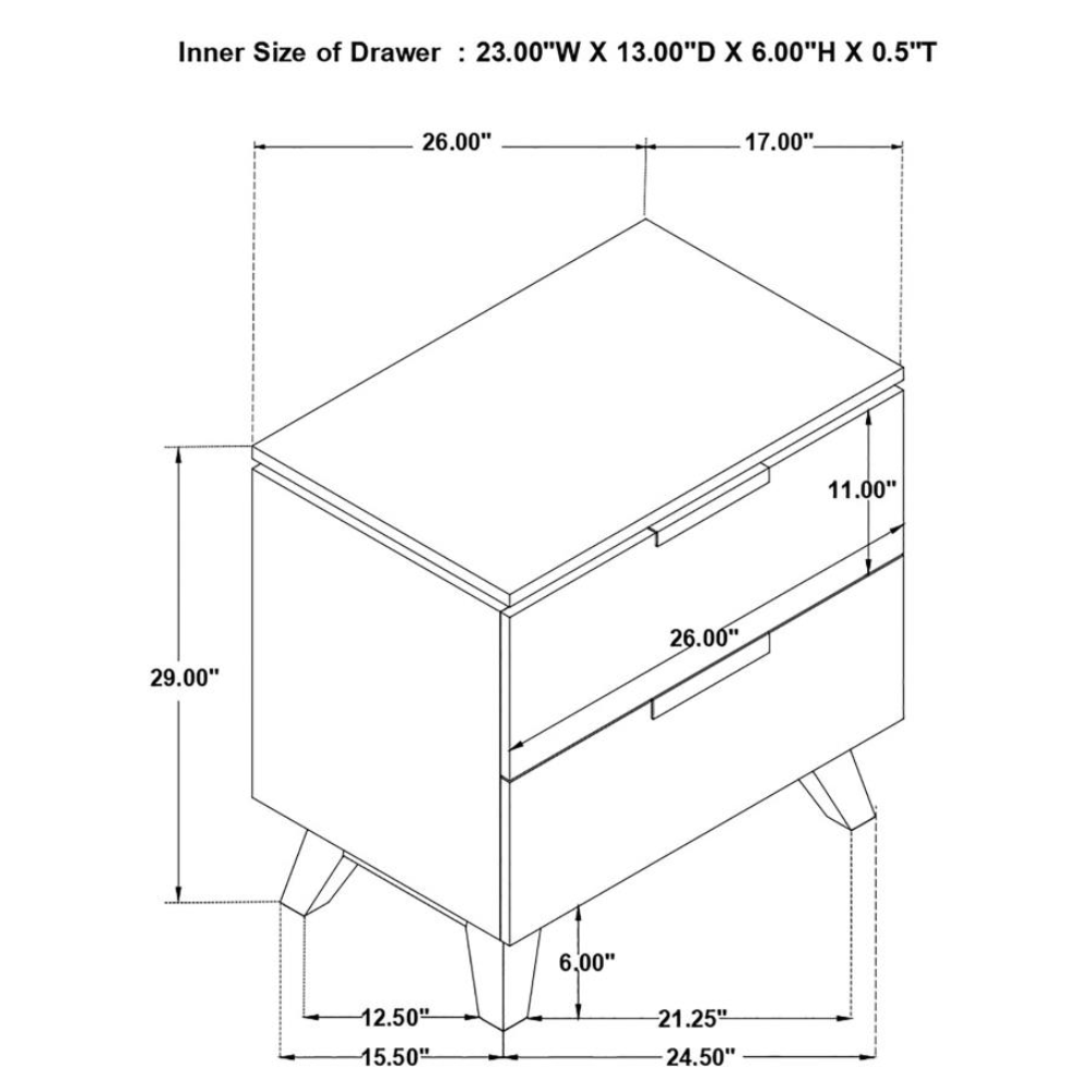 NATHAN 2-drawer Nightstand