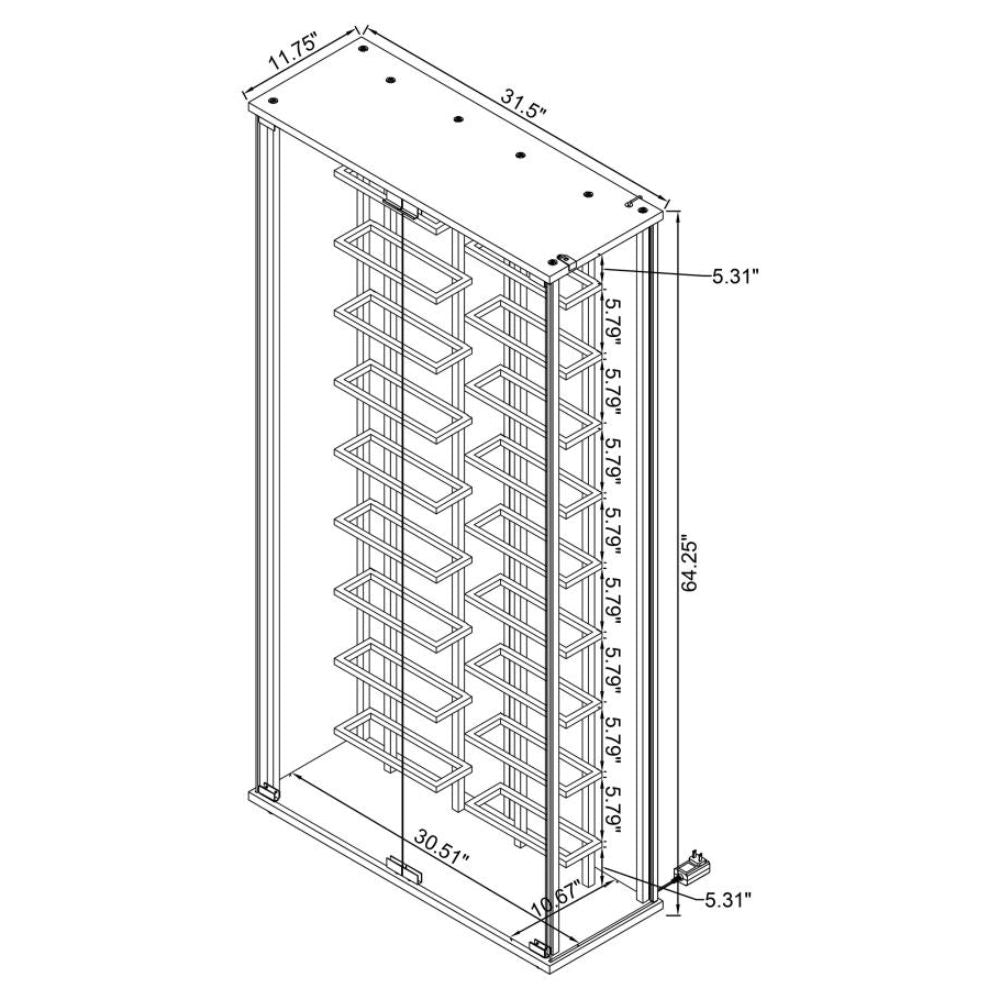 MONTARA Tempered Glass Wine Storage LED Curio Cabinet Chrome