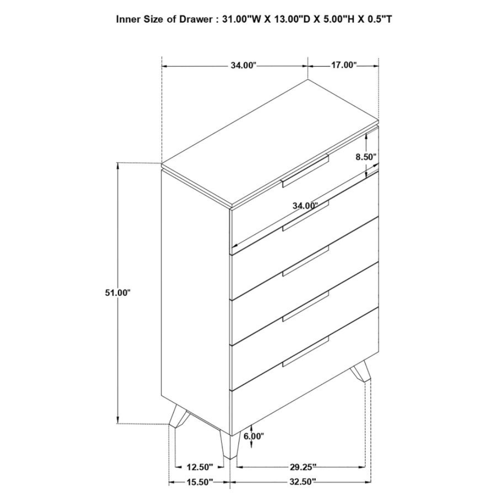 NATHAN 5-drawer Bedroom Chest