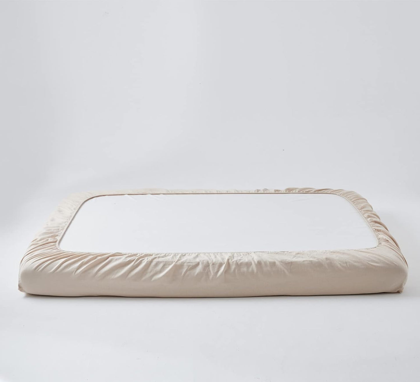 EVRON 1pc Linen Fitted Bed Sheet Beige