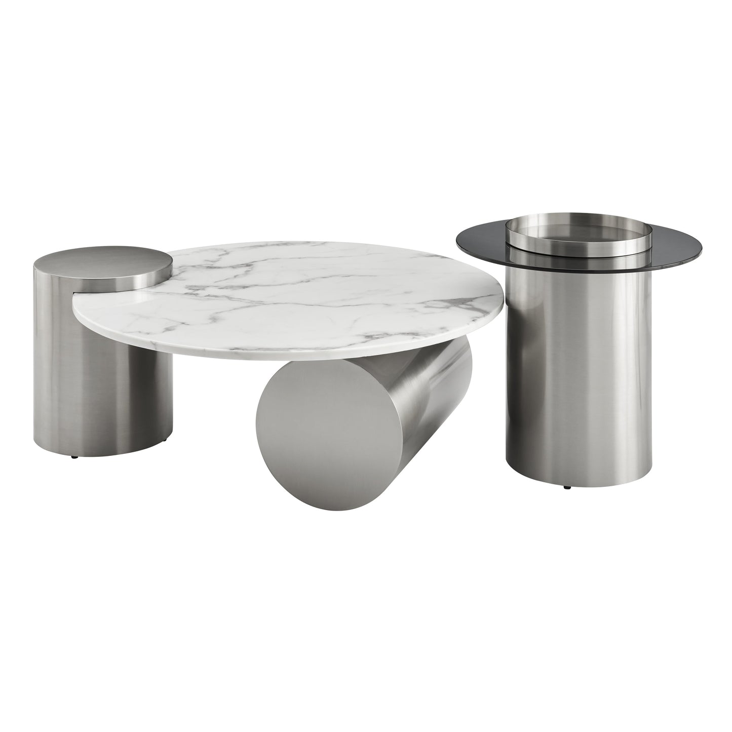 AXEL Twin Halo Marble Top Coffee Table Set