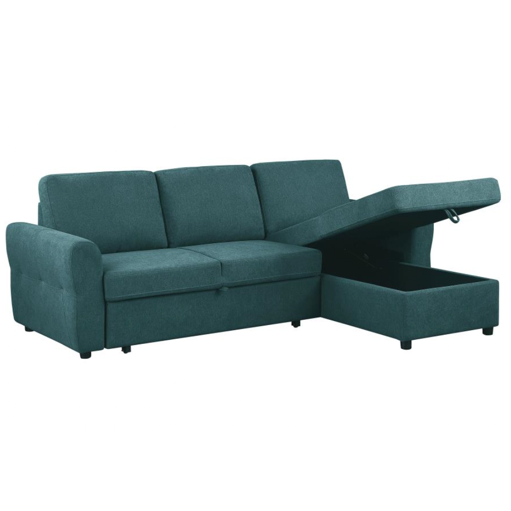 SAMANTHA Storage Sleeper Sectional Sofa Teal