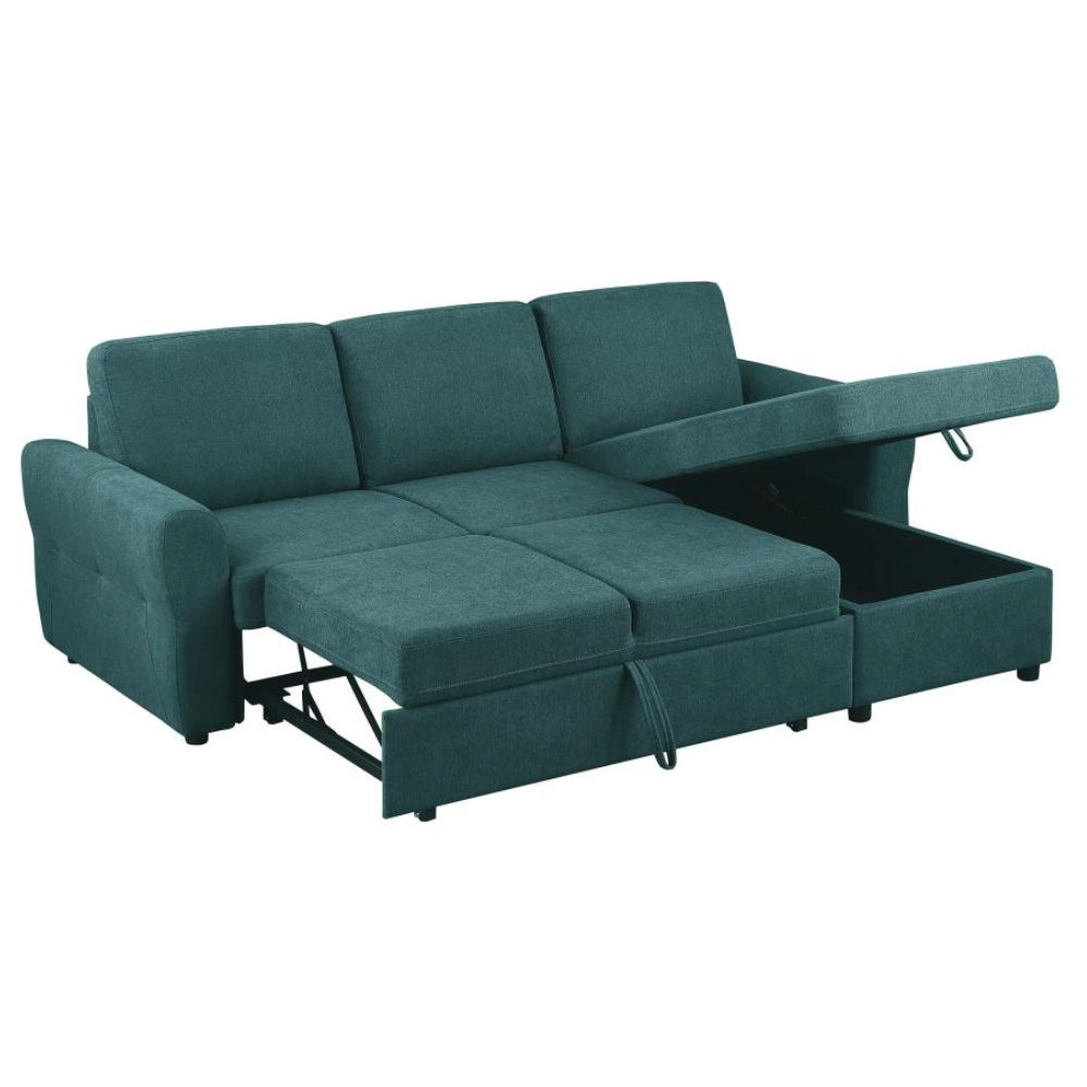 SAMANTHA Storage Sleeper Sectional Sofa Teal