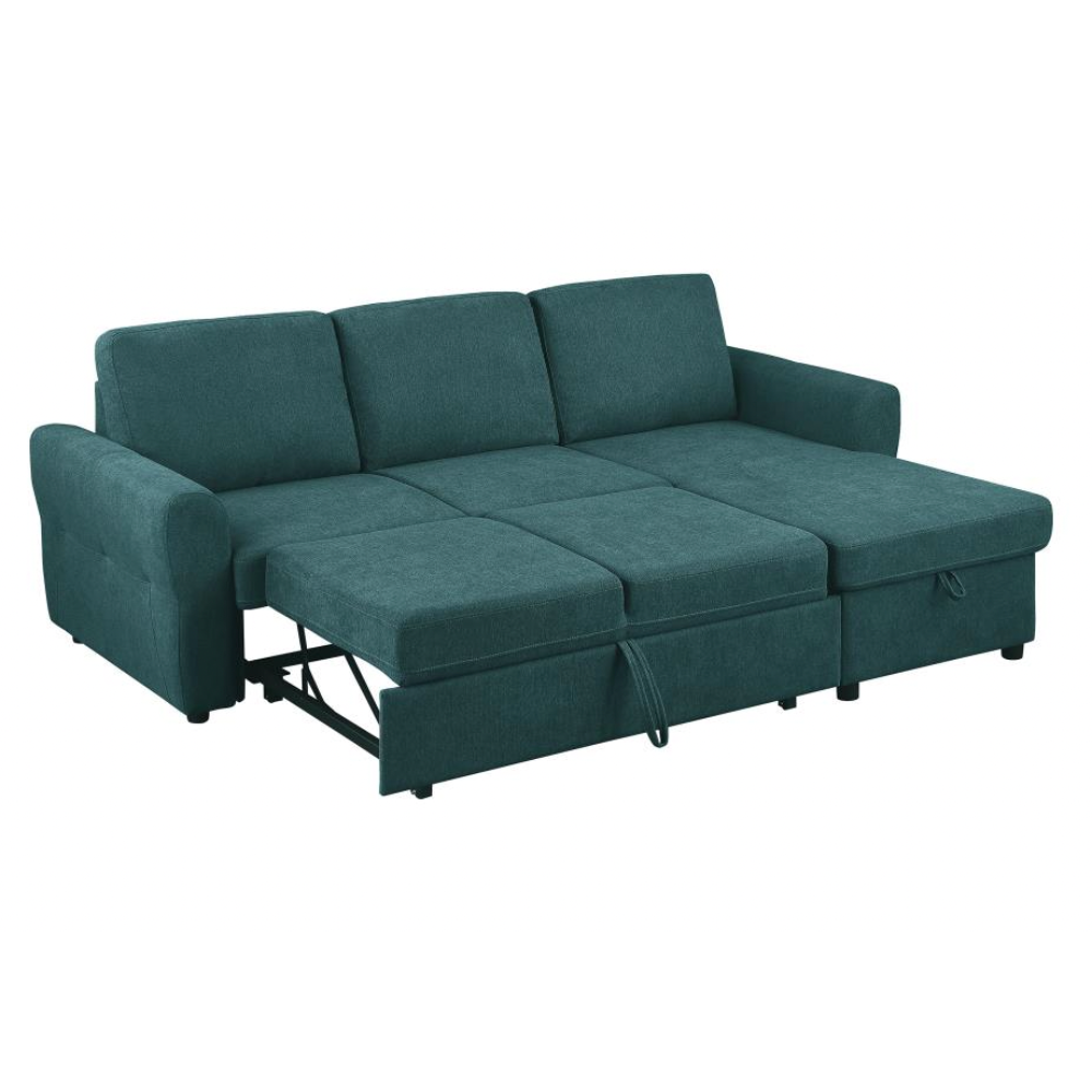 SAMANTHA Storage Sleeper Sectional Sofa Teal