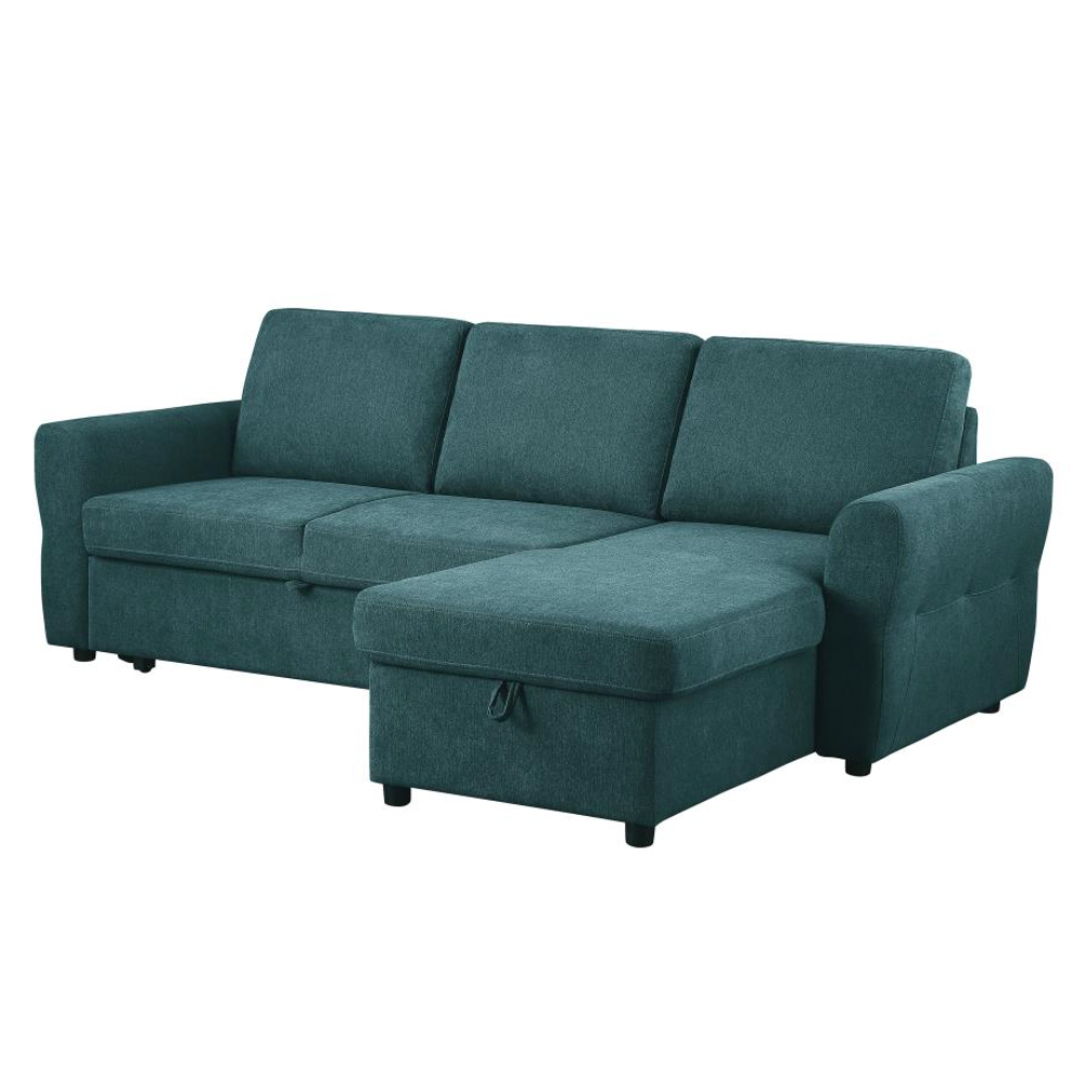 SAMANTHA Storage Sleeper Sectional Sofa Teal