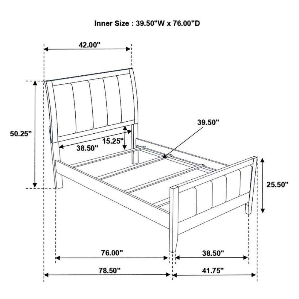 CARLTON Wood Twin Panel Bed Cappuccino