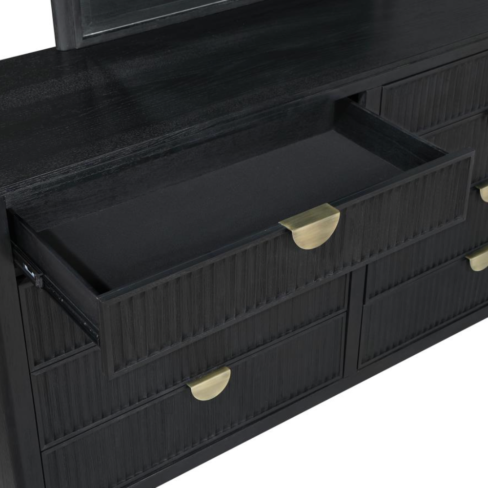 BROOKMEAD 8-drawer Dresser with Mirror Black