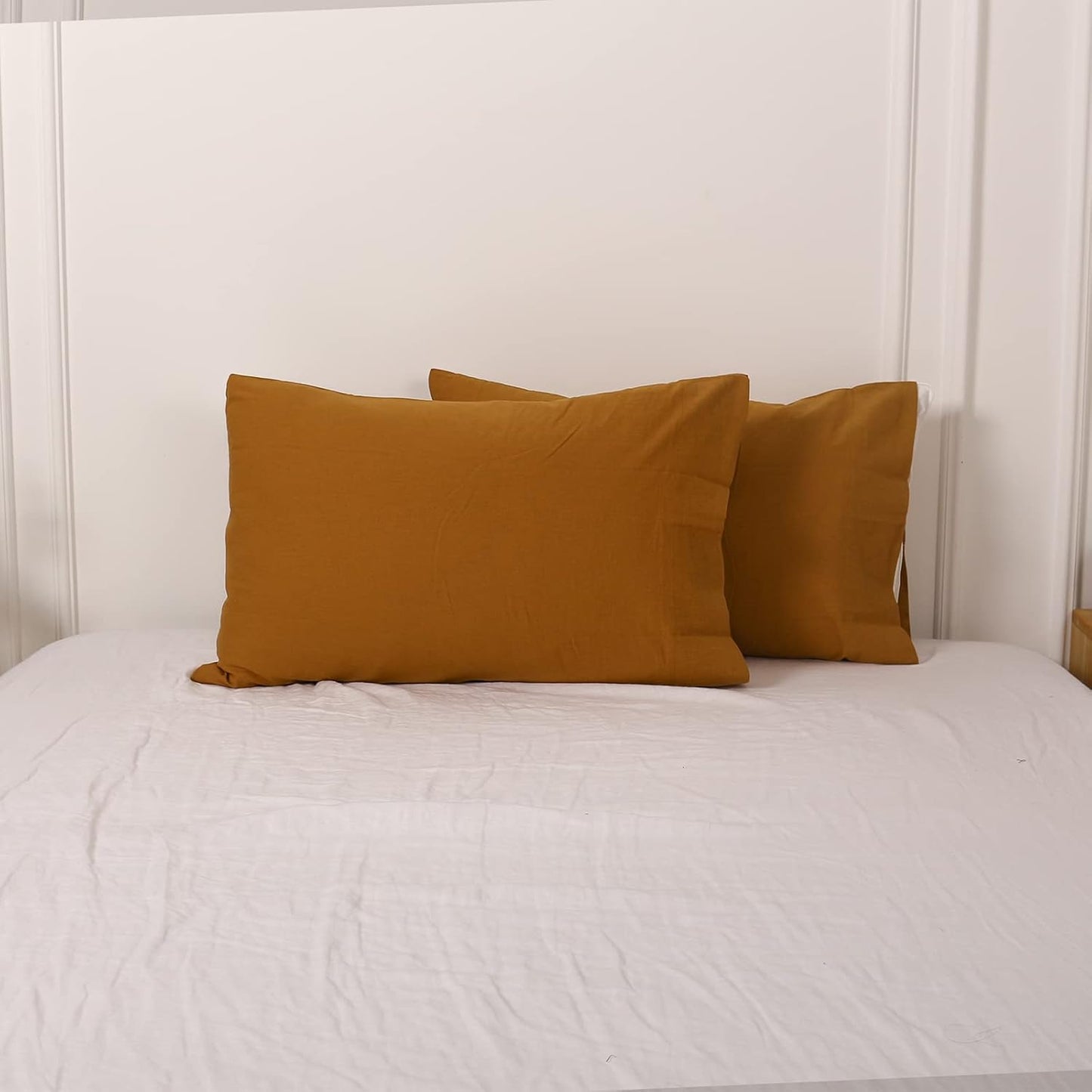 EVRON 2pcs Linen Pillow Cases Rust