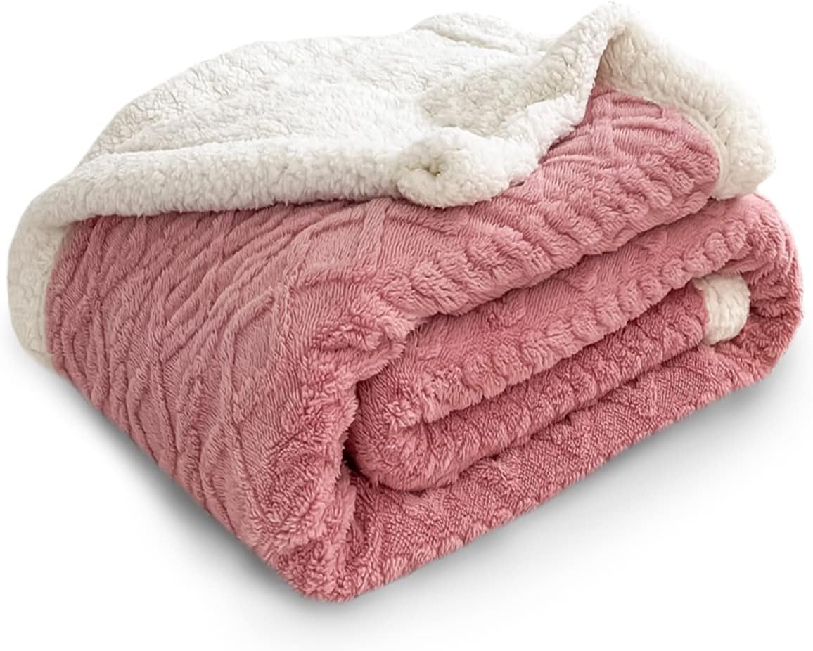 BOOKER Flannel Plush Blanket Pink