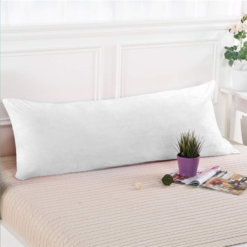 LUTEX Velvet Long Body Pillowcase with Zipper Closure White