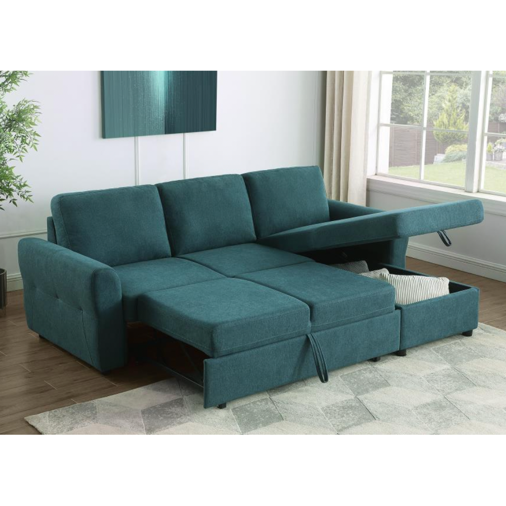 SAMANTHA Storage Sleeper Sectional Sofa Teal