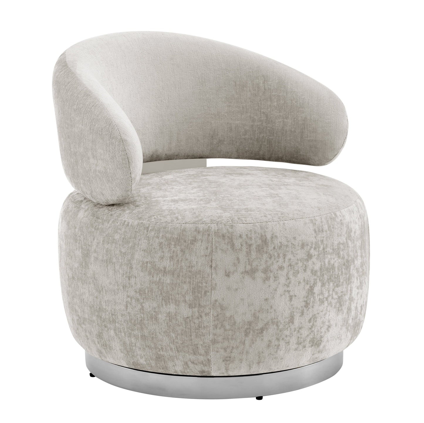 GIZELLE Elegant Swirl Swivel Accent Chair Gray