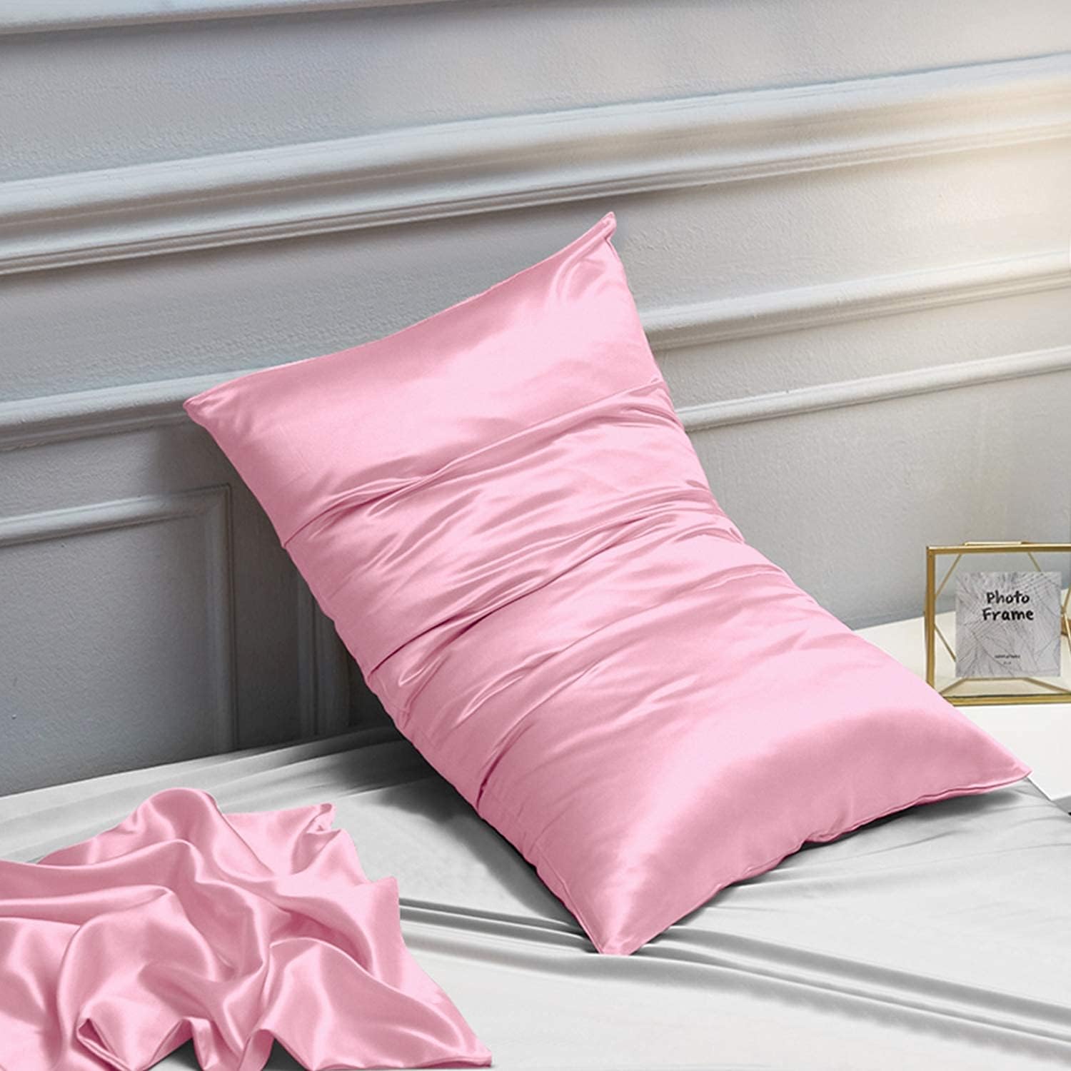 MOREN Satin Long Body Pillowcase with Envelope Closure Pink