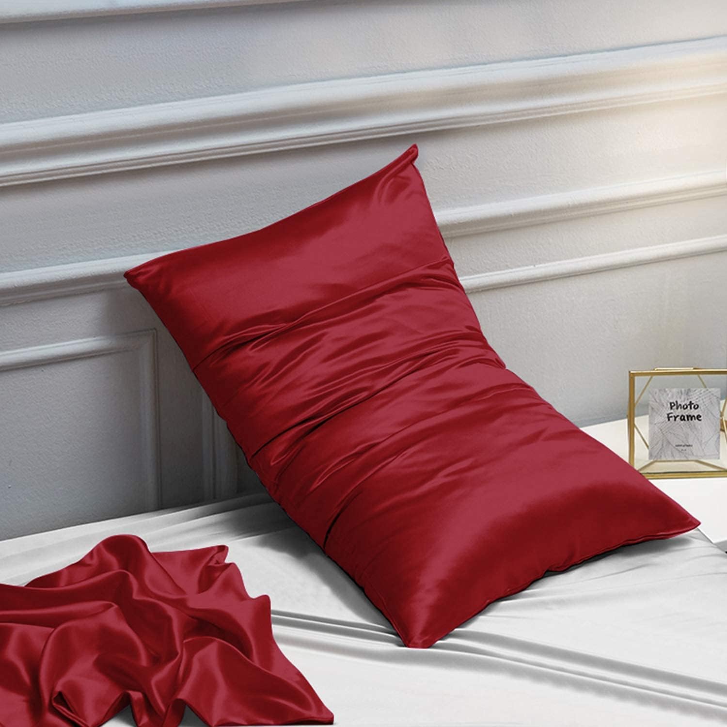 MOREN Satin Long Body Pillowcase with Envelope Closure Red