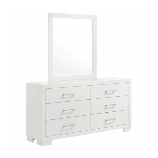 JESSICA 6-drawer Dresser with Mirror White