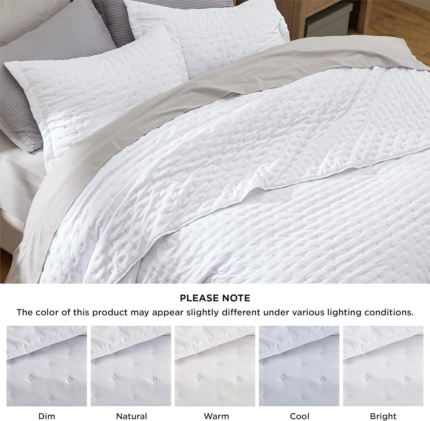 VERN Lightweight Extra Long Quilt Set White