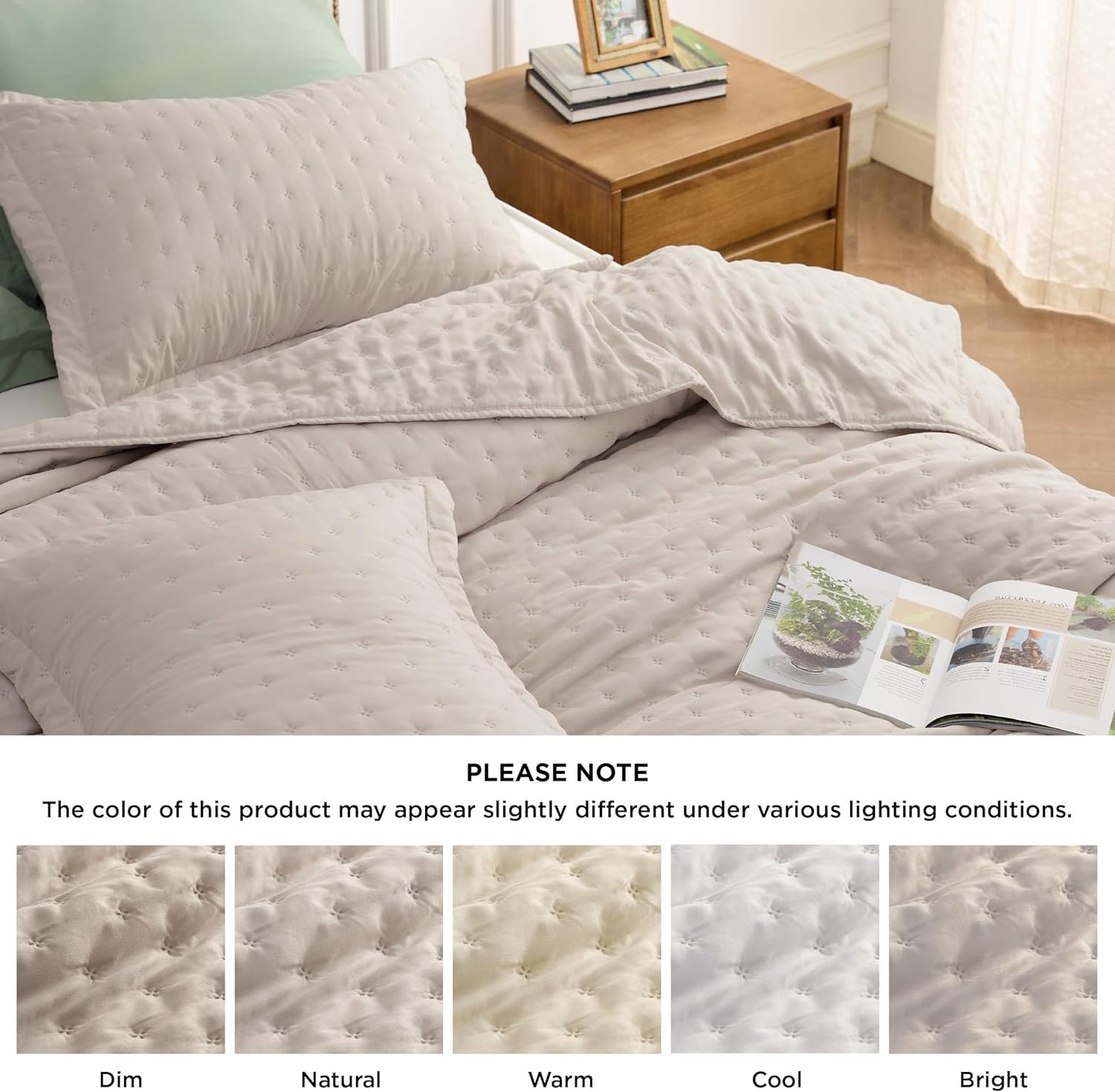 VERN Lightweight Extra Long Quilt Set Natural