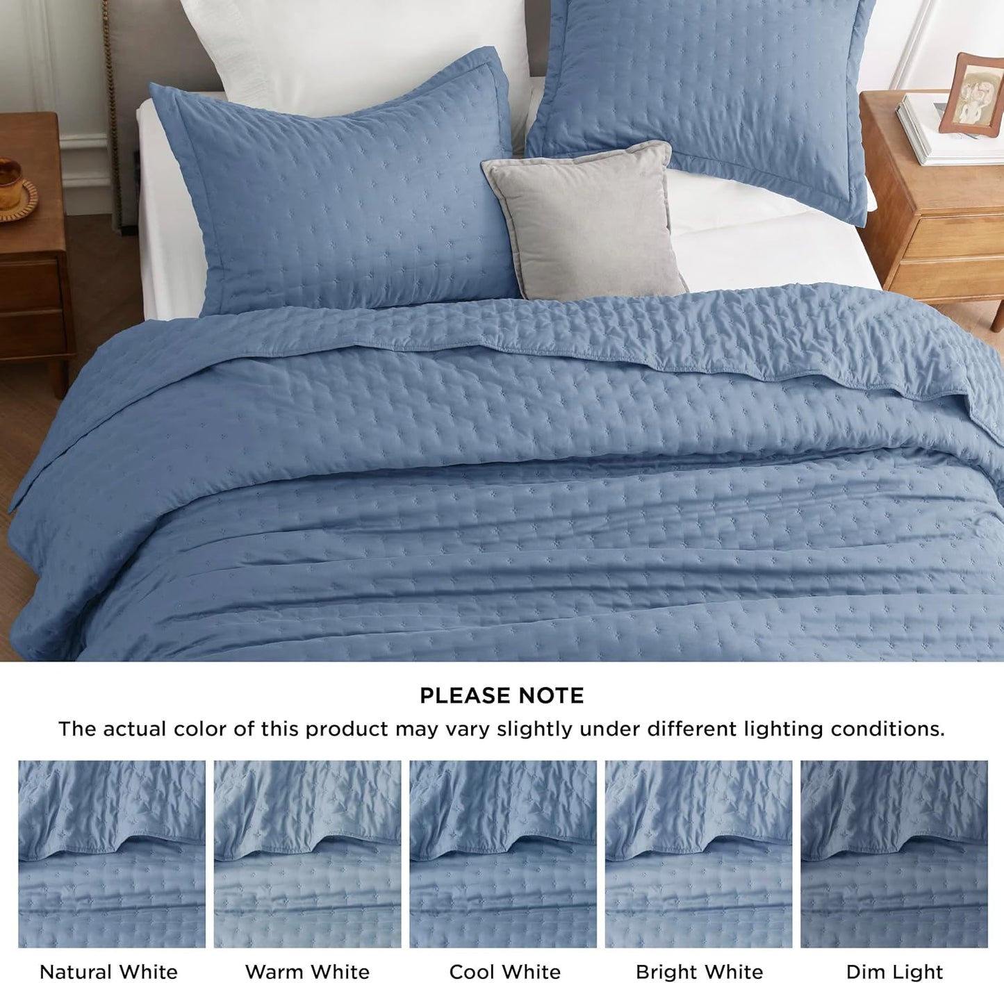 VERN Lightweight Extra Long Quilt Set Mineral Blue