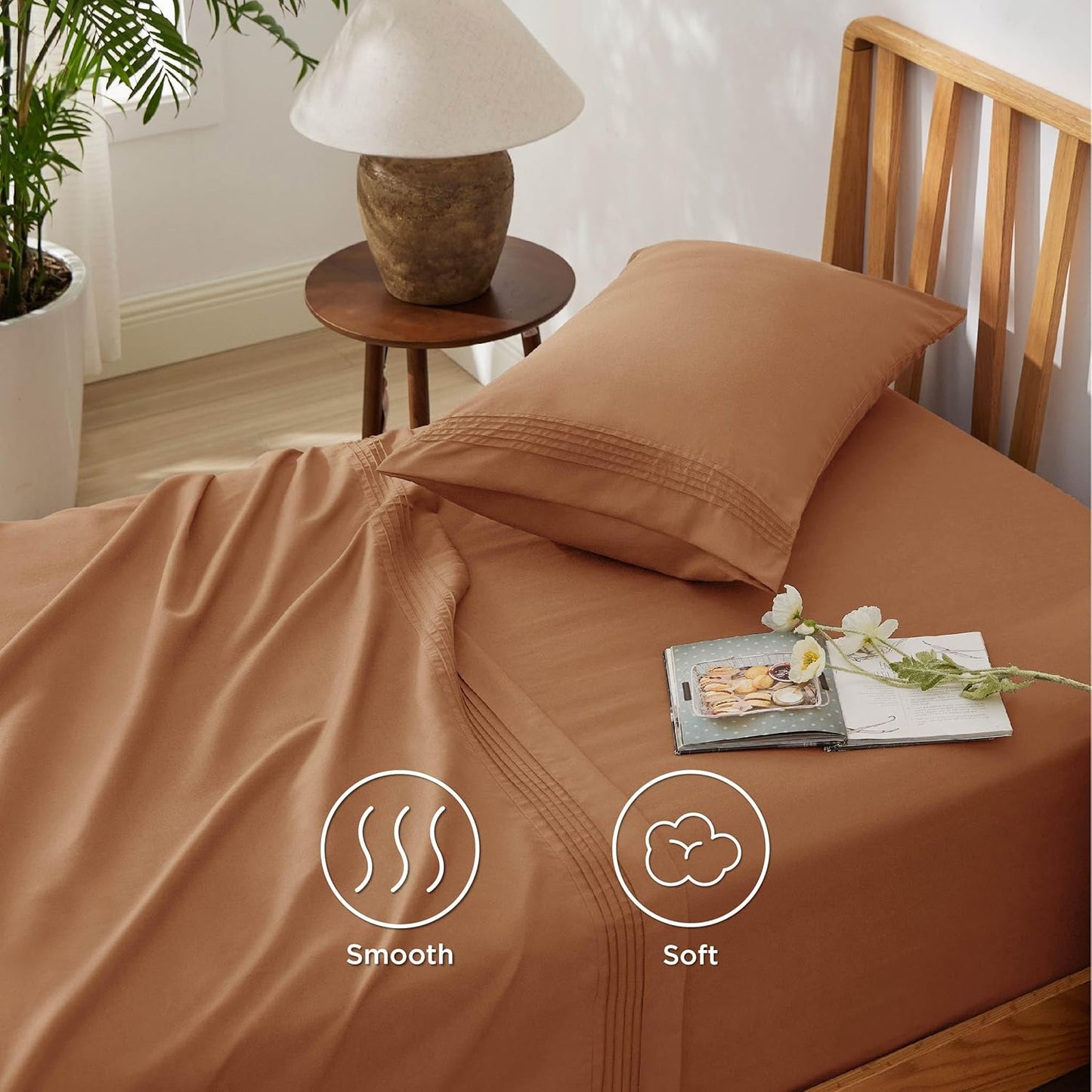 WEXON Soft Cooling Deep Pocket Bed Sheet Set Burnt Orange