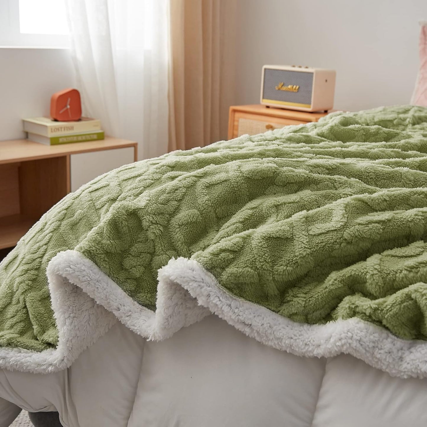 BOOKER Flannel Plush Blanket Green