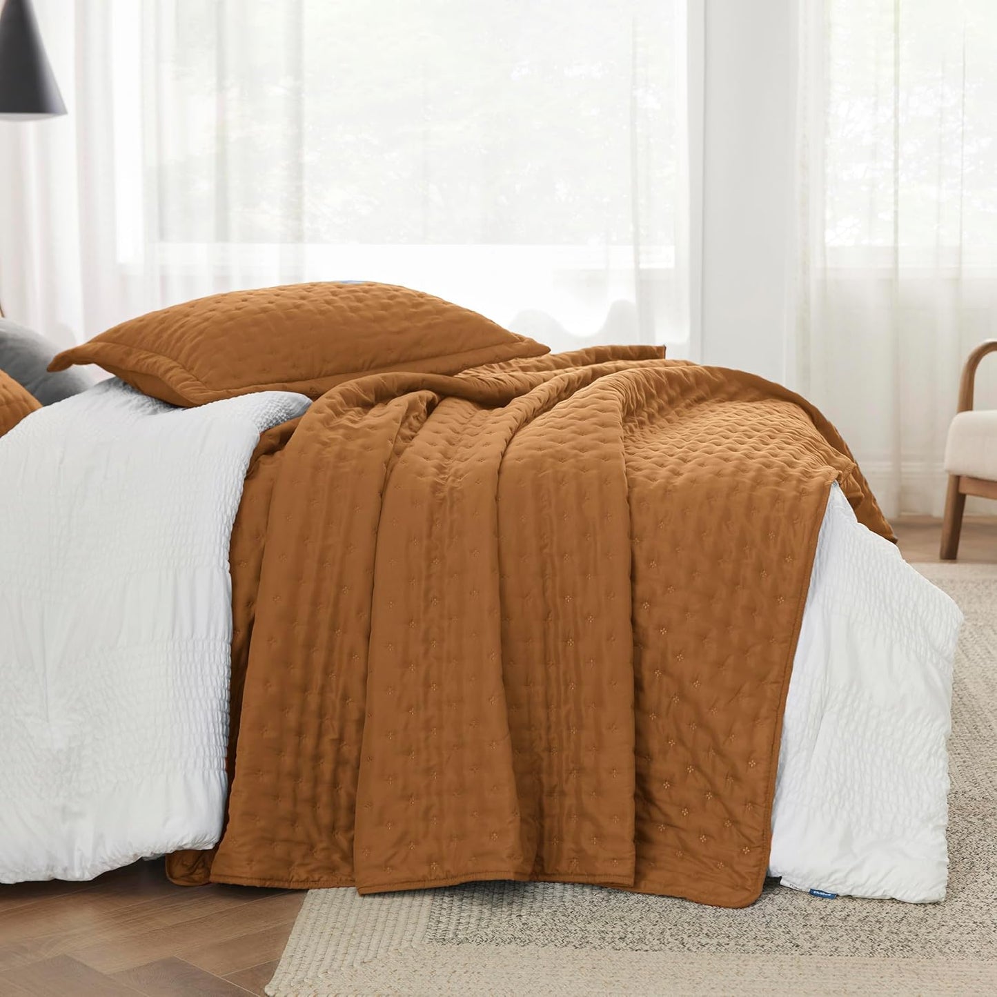 VERN Lightweight Extra Long Quilt Set Honey Ginger