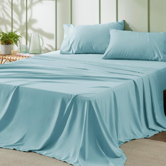 KIVO Microfiber Cooling Bed Sheet Set Blue