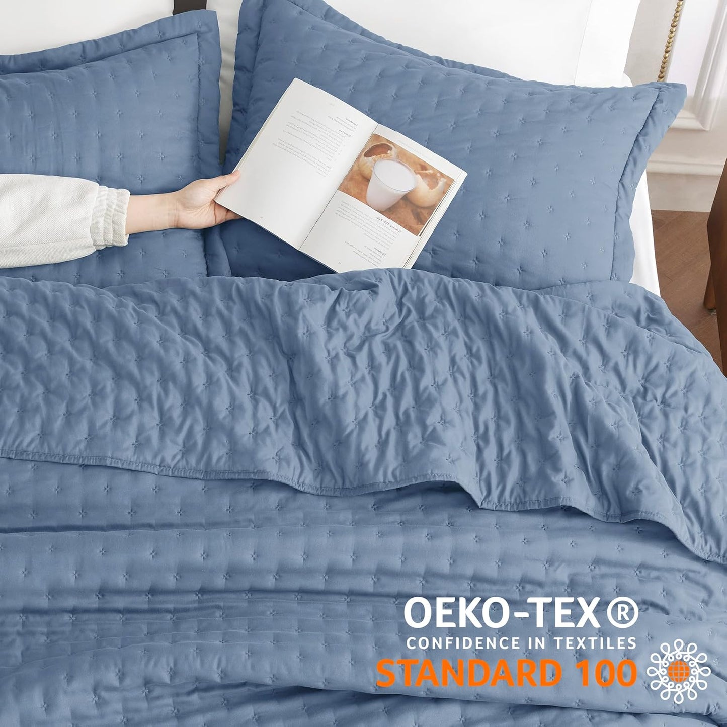 VERN Lightweight Extra Long Quilt Set Mineral Blue