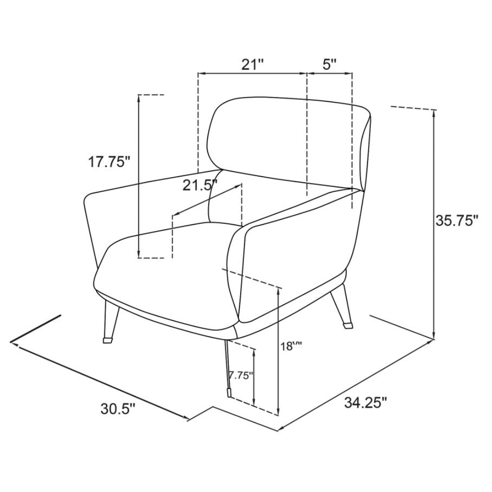 ANDREA Upholstered Crescent Arm Accent Chair Grey