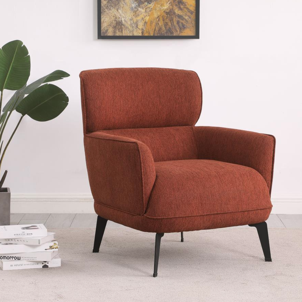 ANDREA Upholstered Crescent Arm Accent Chair Orange