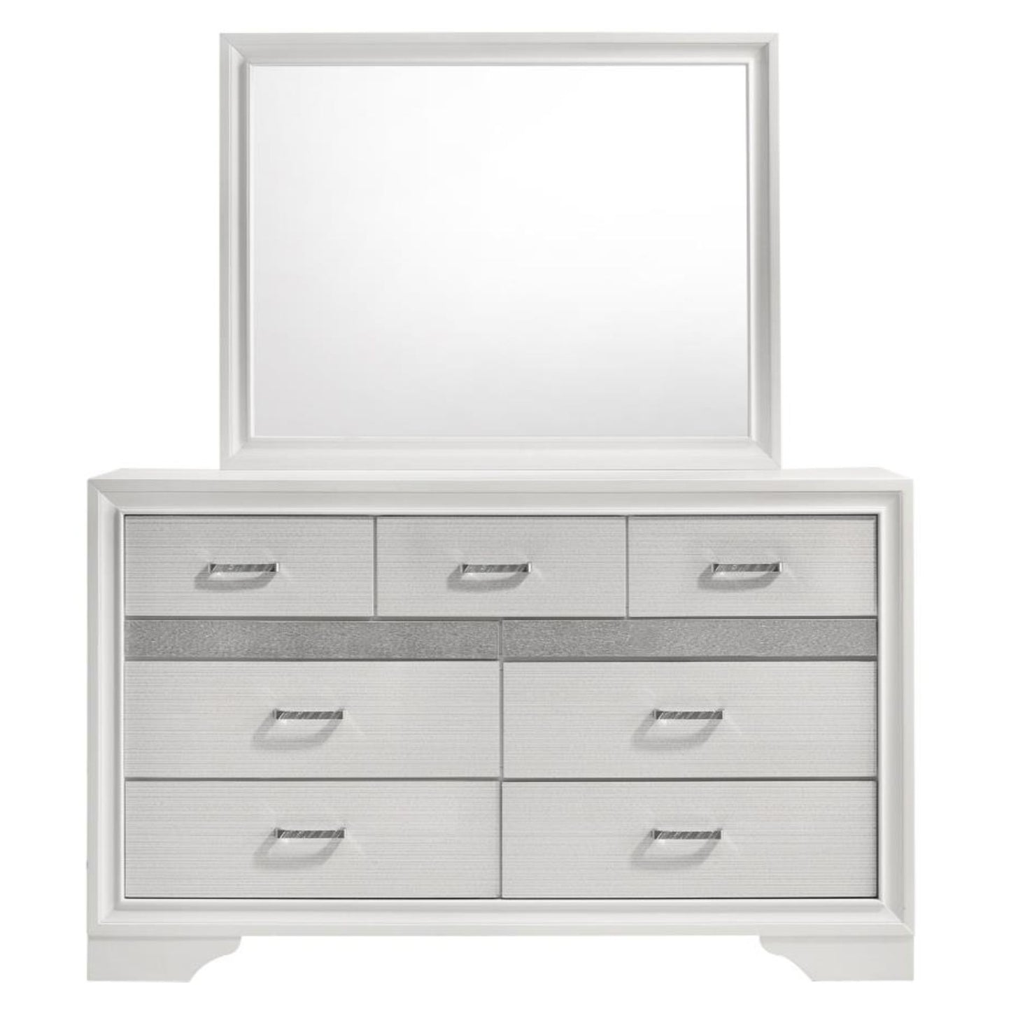 MIRANDA 7-drawer Dresser with Mirror White and Rhinestone