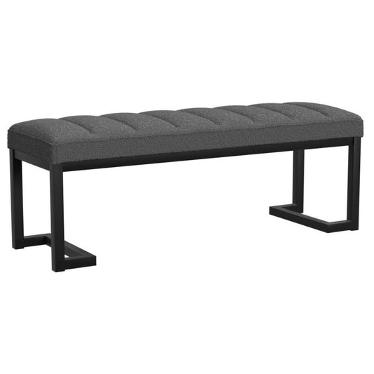 MESA Boucle Upholstered Tufted Accent Bench Charcoal