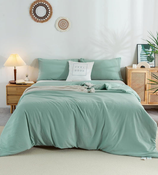 XARIA Soft Reversible Washable Bedding Comforter Set Sage