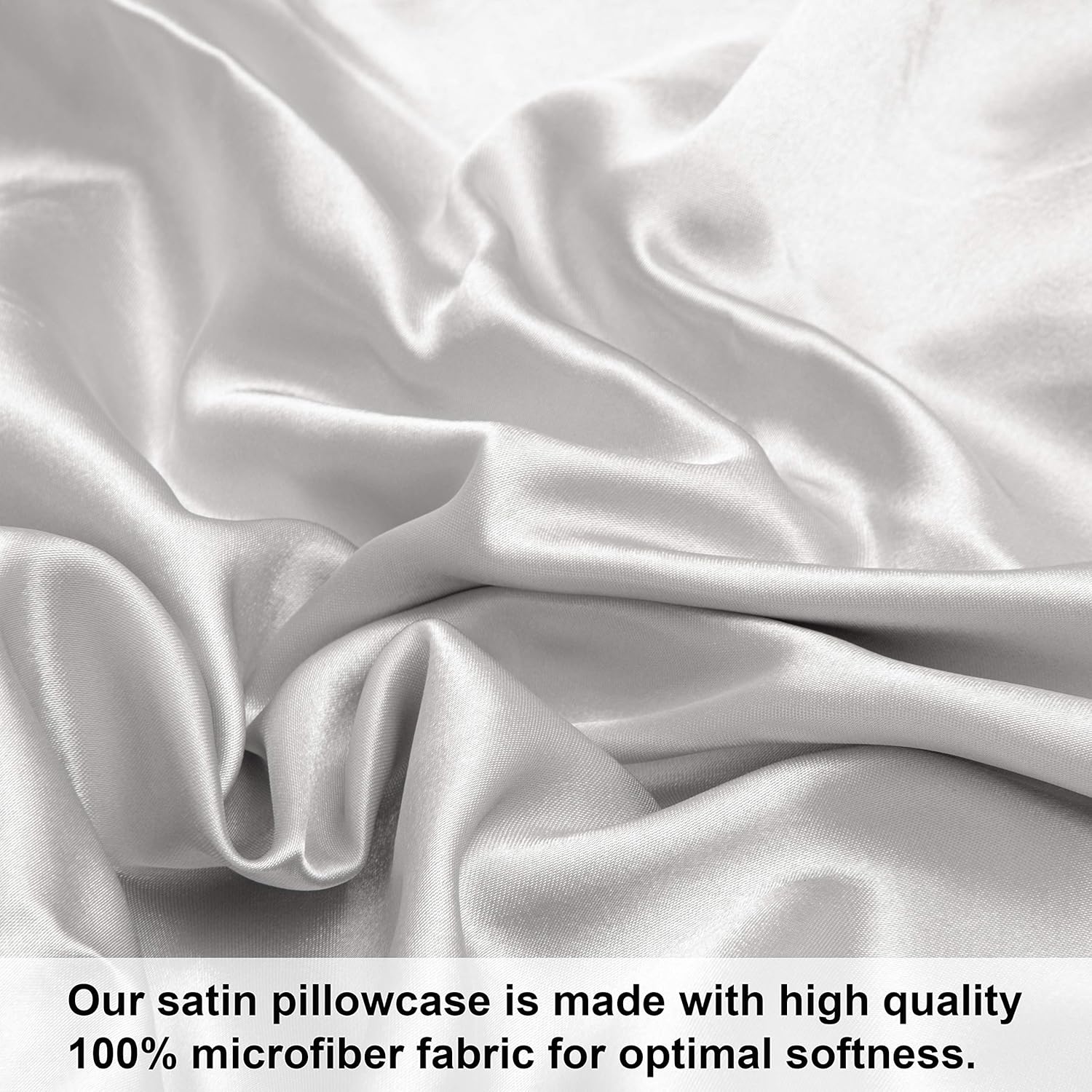 MOREN Satin Long Body Pillowcase with Envelope Closure Silver Grey