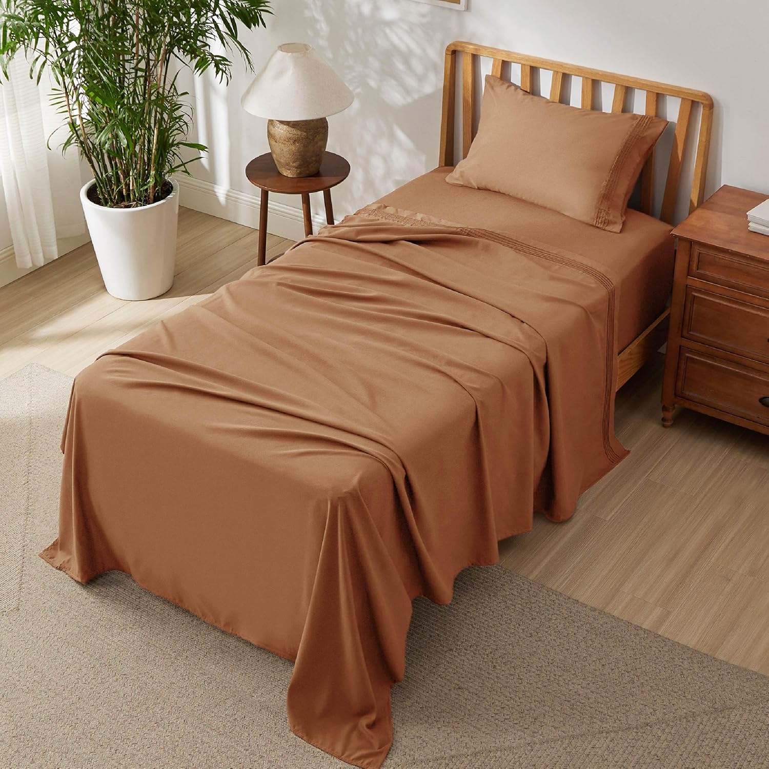 WEXON Soft Cooling Deep Pocket Bed Sheet Set Burnt Orange