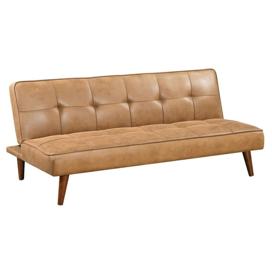 JENSON Upholstered Tufted Convertible Sofa Bed Saddle Brown