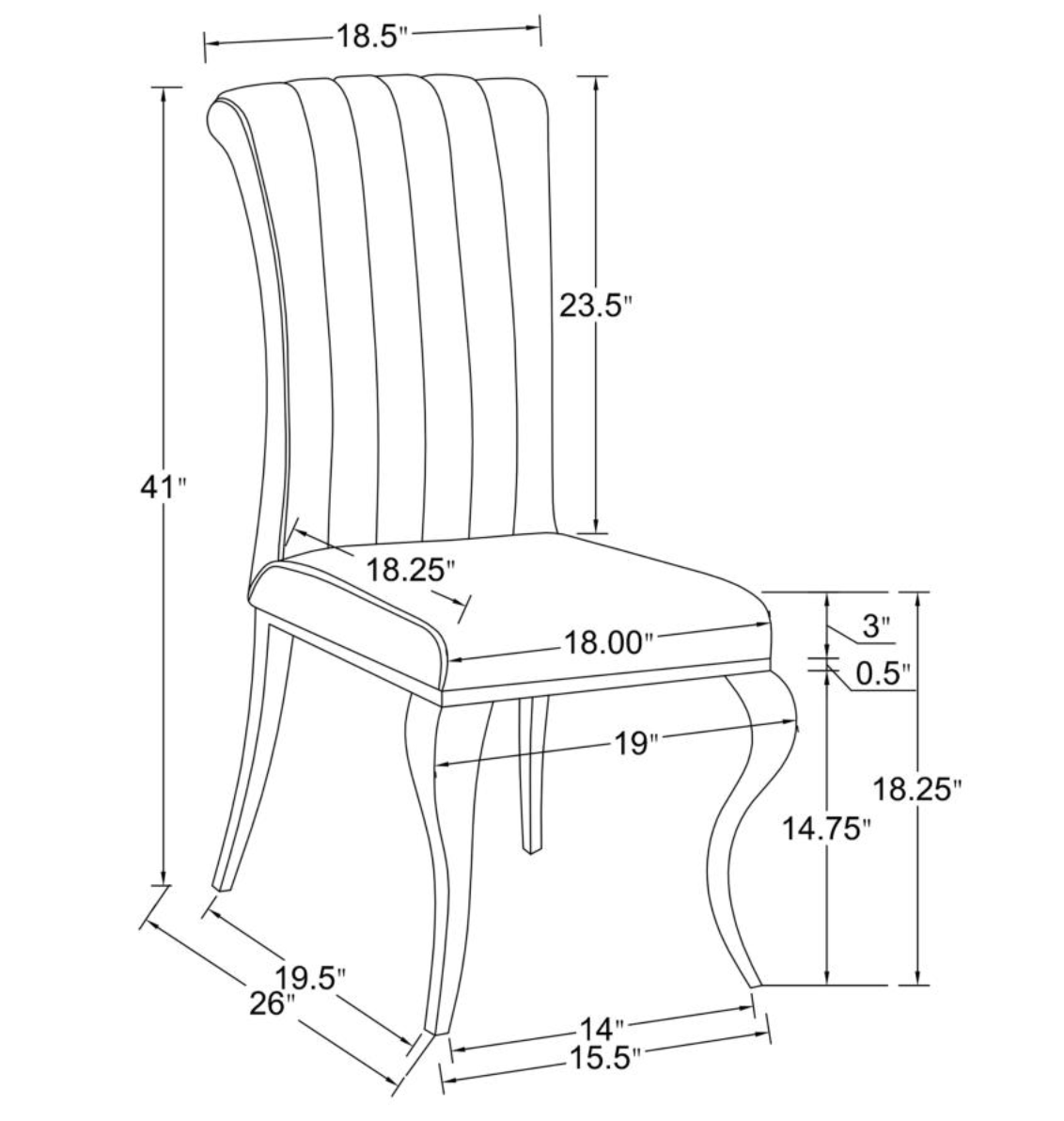 CARONE Upholstered Side Chairs Grey