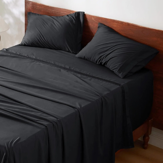 WEXON Soft Cooling Deep Pocket Bed Sheet Set Black