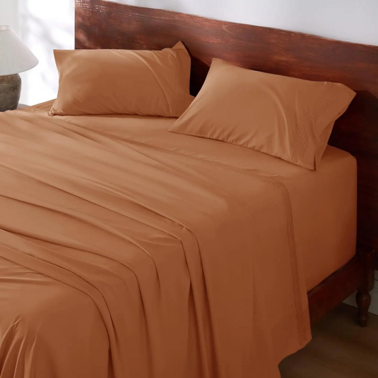 WEXON Soft Cooling Deep Pocket Bed Sheet Set Burnt Orange