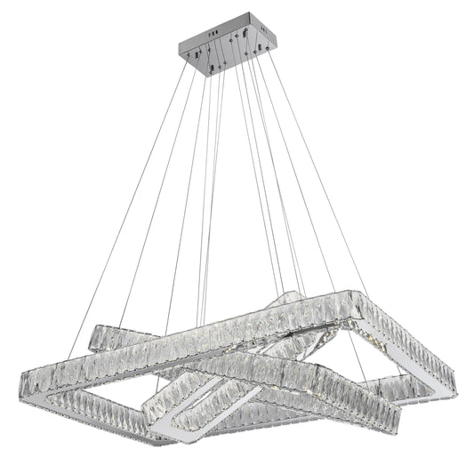 EVADNE Crystal Elegance LED Chandelier 3 Rectangles