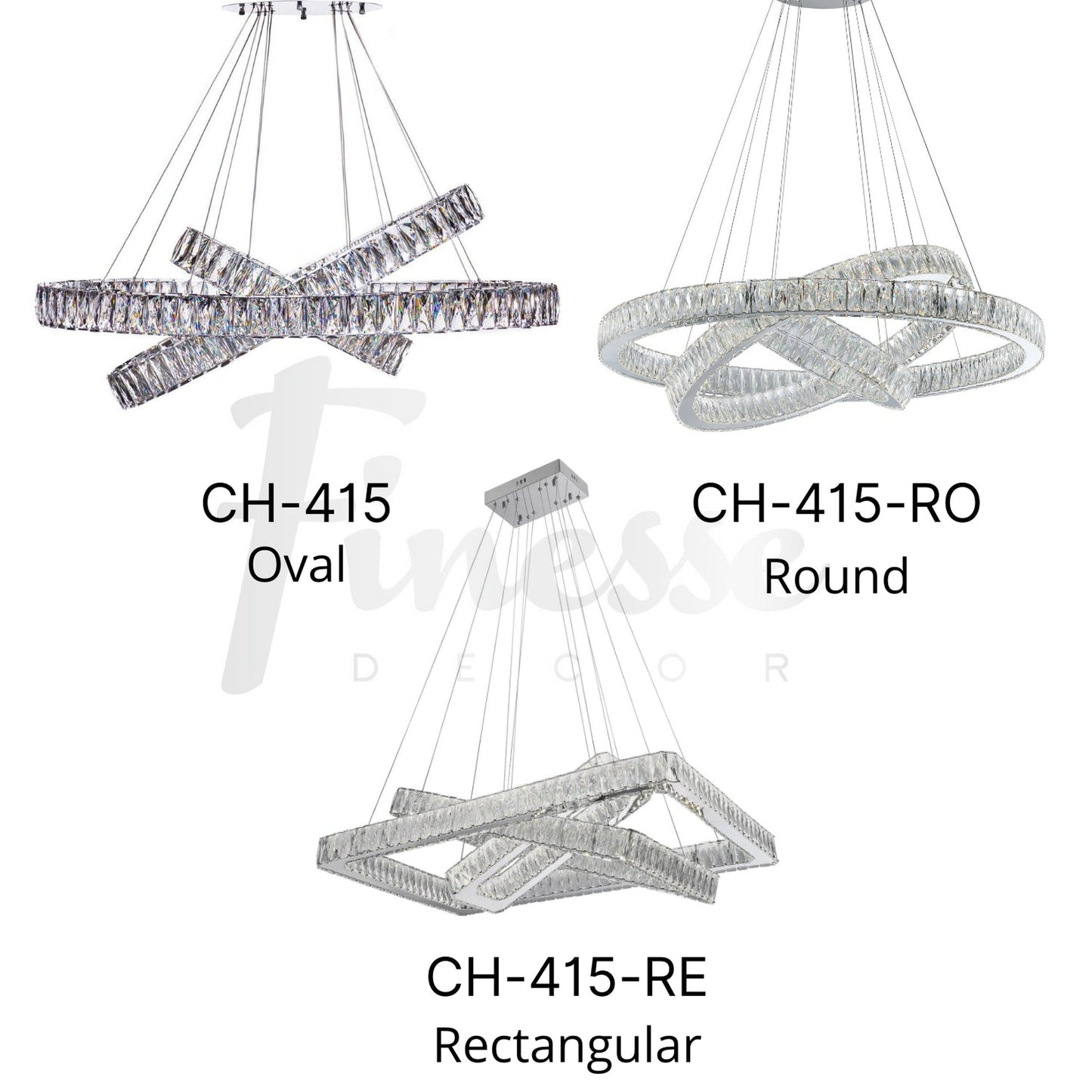 EVADNE Crystal Elegance LED Chandelier 3 Rectangles