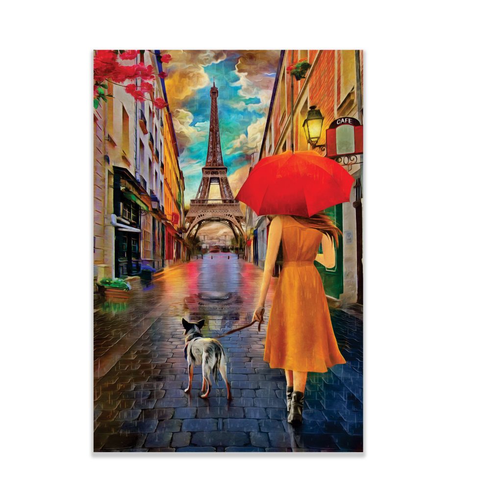 AUTUMN Parisian Lady with Umbrella Modern Wall Art